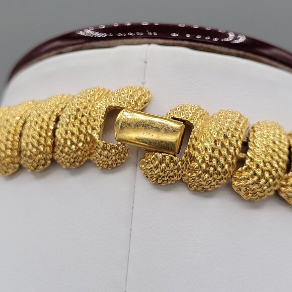 Napier Gold Tone Chunky Twist Chain Necklace Textured Links Box Clasp Vtg 17 in - Picture 5 of 8